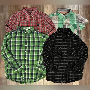 Chaps Crazy 8 Wonder Nation Boys Button Up Plaid Dress Shirt S M 7 8 Lot Of 4